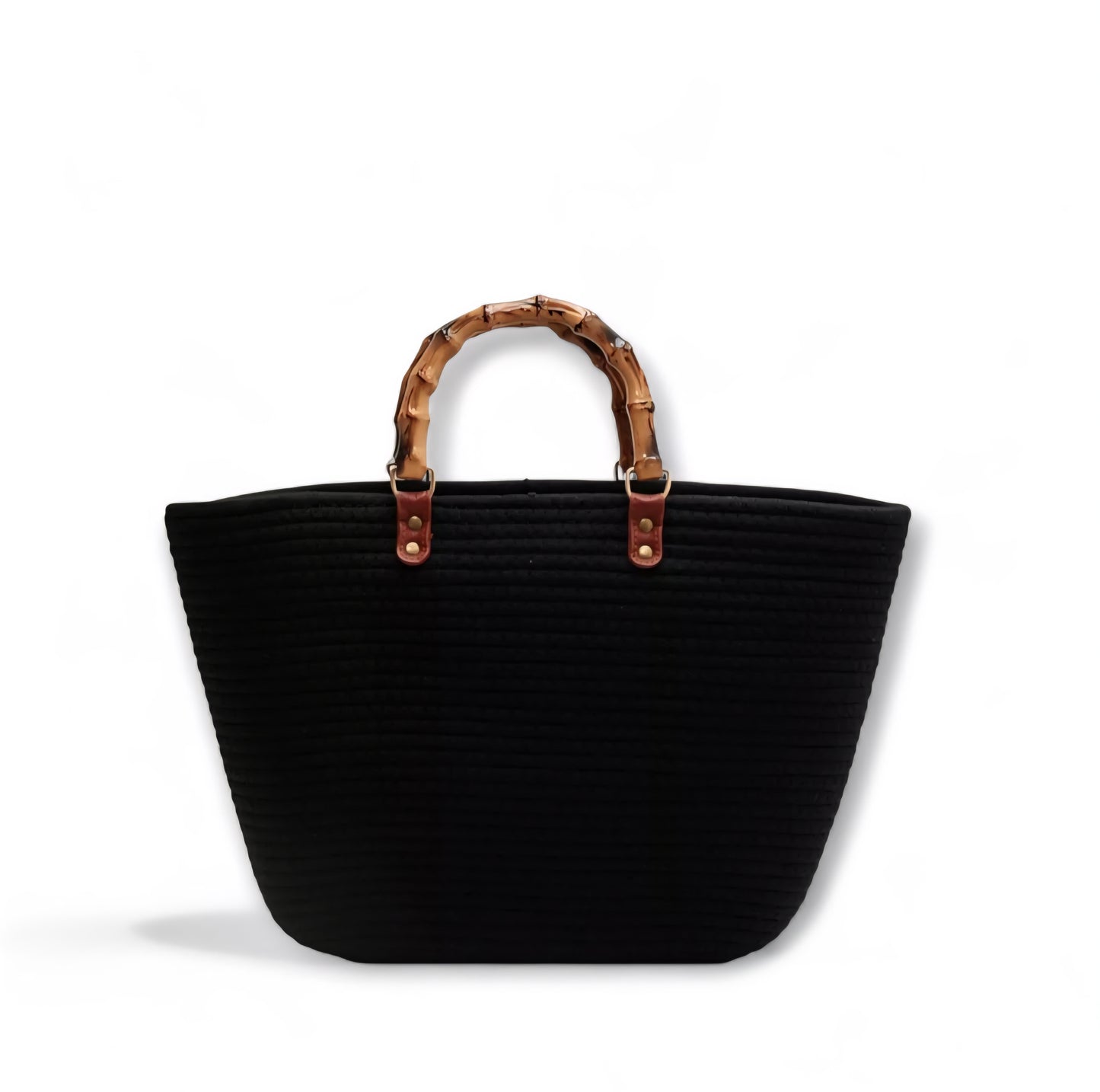 Coastal Breeze Woven Tote – Chic Bamboo Handle Handbag for Everyday & Travel