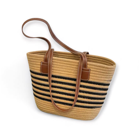 Savanna Striped Woven Tote Bag – Effortless Style Meets Everyday Functionality