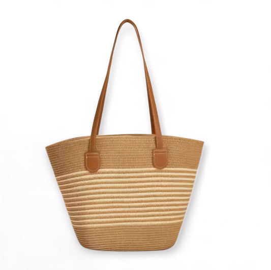 Savanna Striped Woven Tote Bag – Effortless Style Meets Everyday Functionality